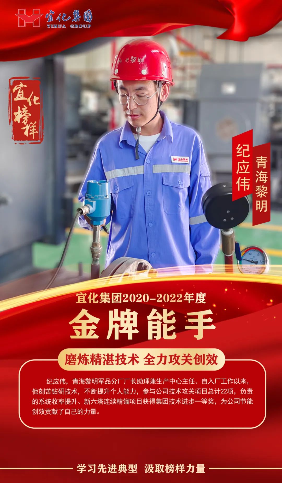 【宜化榜樣】金牌能手紀應偉：磨煉精湛技術，全力攻關創(chuàng)效